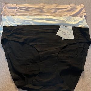 3 piece set of women’s high cut panties by Tranquil & True.